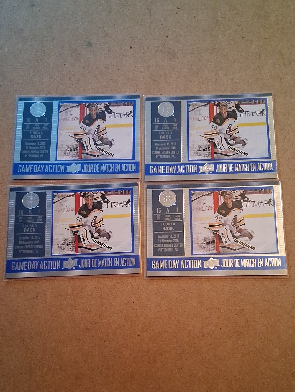 Game Day Action Tuukka Rask Hockey Cards - Blue
